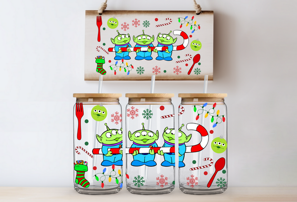 Three aliens candy cane Libby Cup Wrap