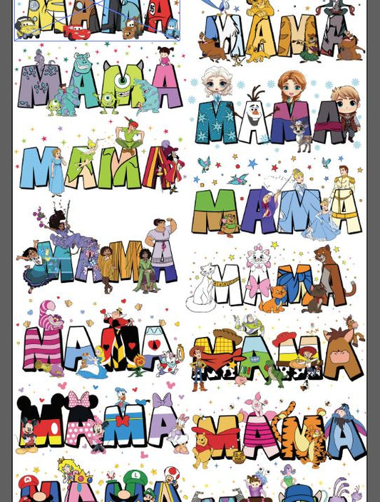 Disney Character MAMA Premade Gang Sheet 22" x 93"