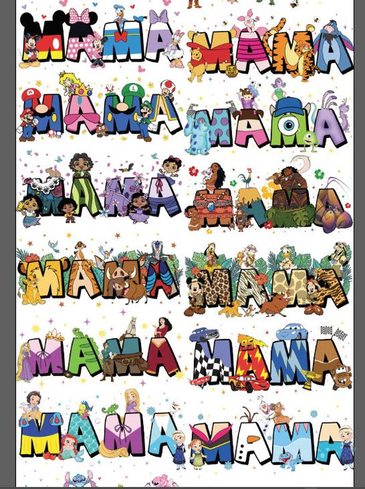 Disney Character MAMA Premade Gang Sheet 22" x 93"